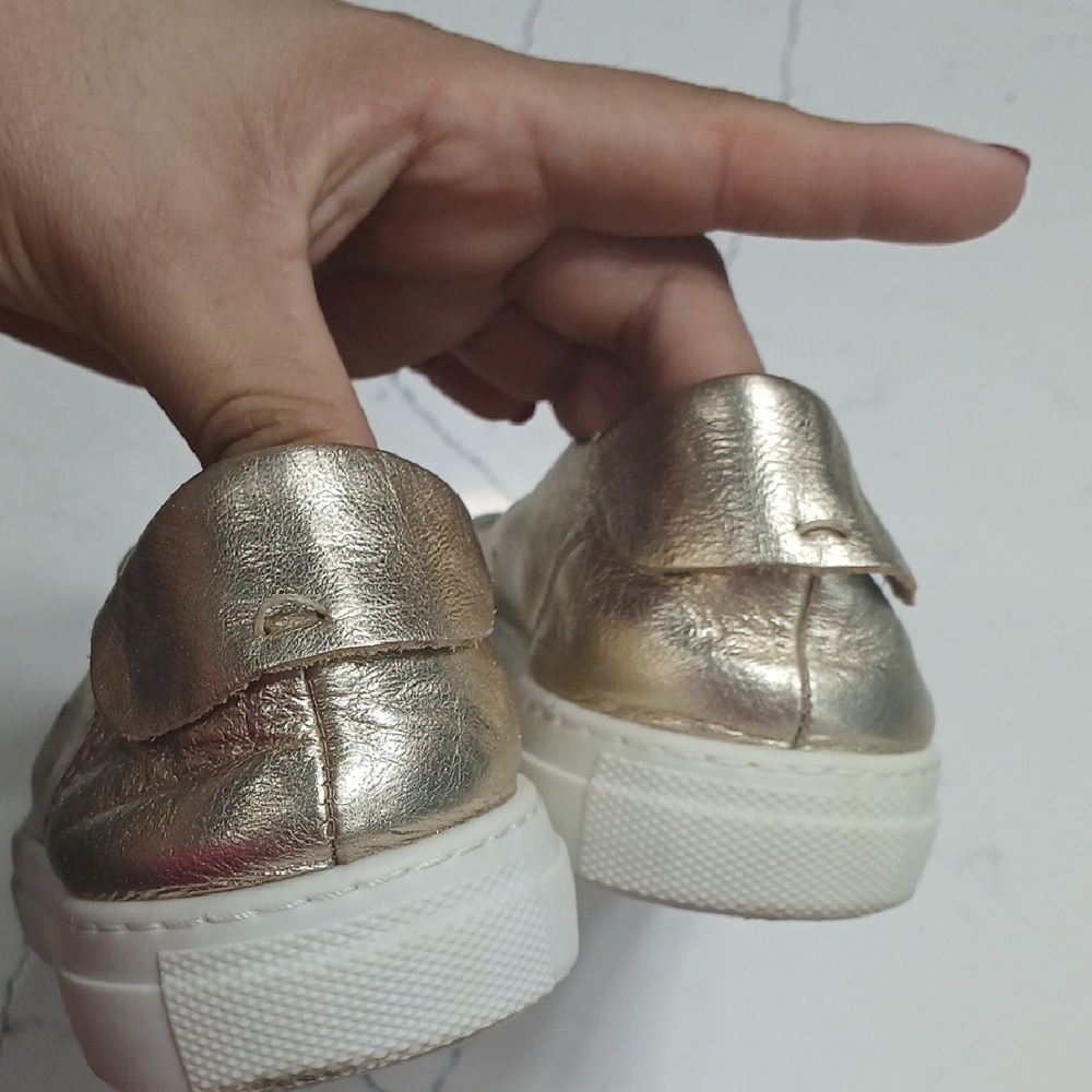 Gold Women's Sneakers By Darkwood, Sz8 , Leather Super Soft, Pre-owned - Picture 6 of 7